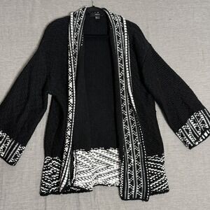 Forever 21 Black And White Tribal Cardigan Shawl Lg